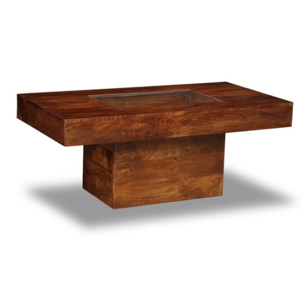 Trade Furniture Mango Wood 115cm Glass Topped Coffee Table