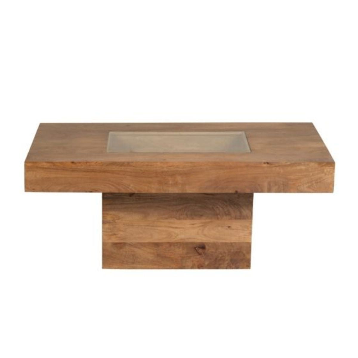 Trade Furniture Mango Wood 115cm Glass Topped Coffee Table