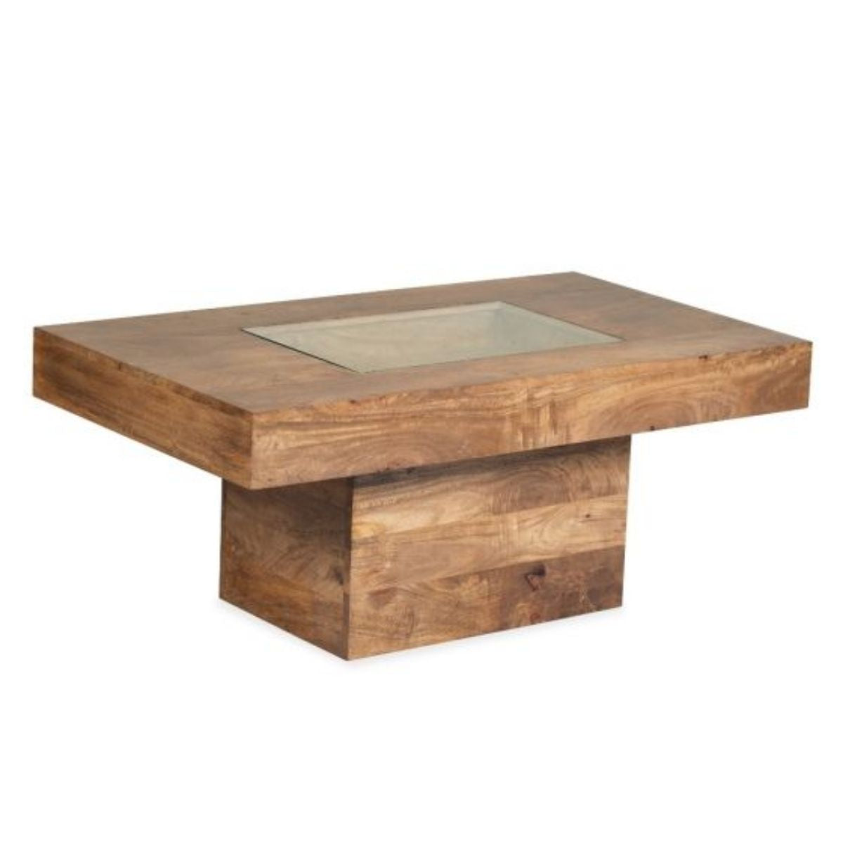 Trade Furniture Mango Wood 115cm Glass Topped Coffee Table