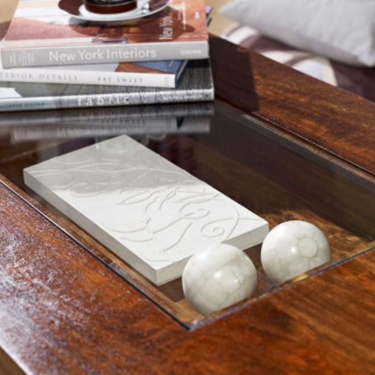 Trade Furniture Mango Wood 115cm Glass Topped Coffee Table