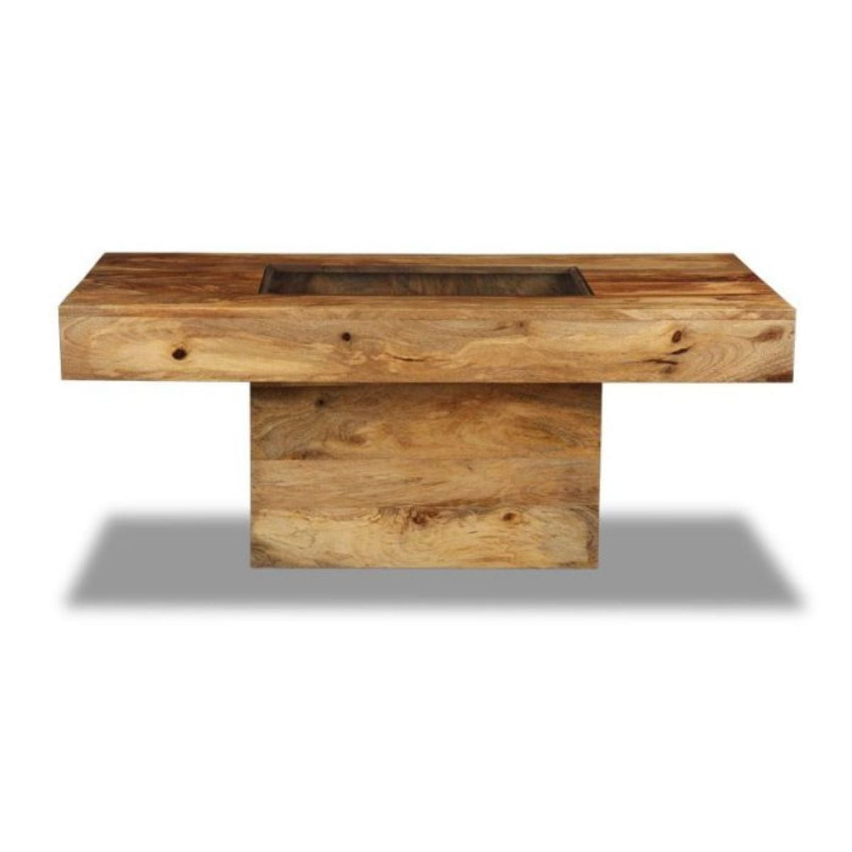 Trade Furniture Mango Wood 115cm Glass Topped Coffee Table