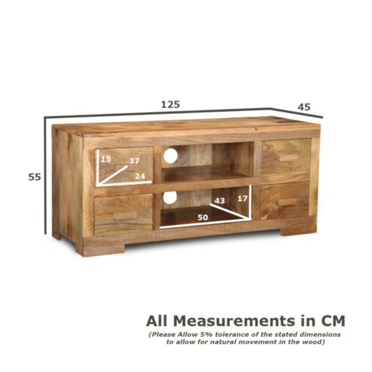 Trade Furniture Mango Wood 125cm Media Unit
