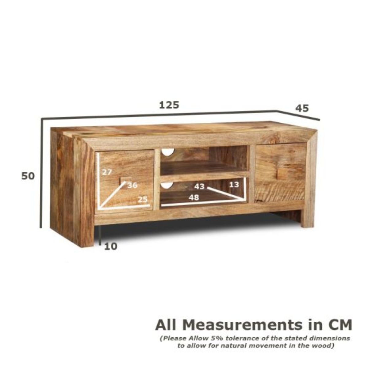 Trade Furniture Mango Wood 125cm Media Unit