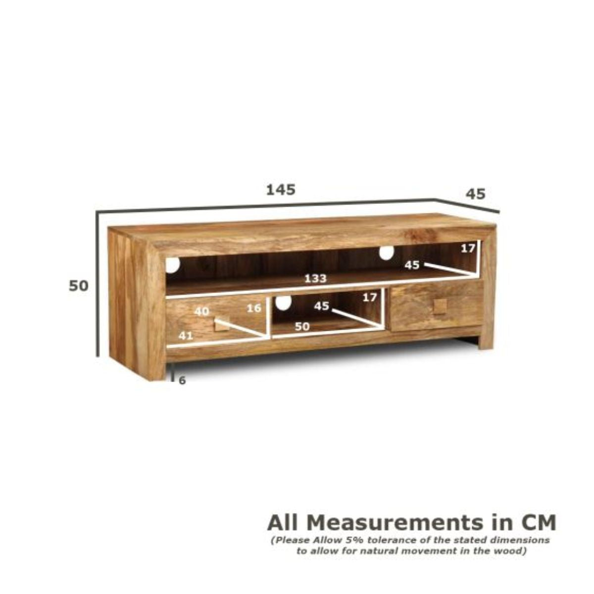 Trade Furniture Mango Wood 145cm 2 Drawer Media Unit