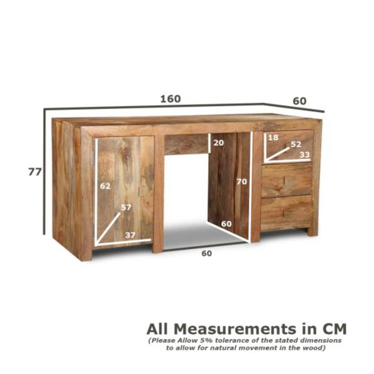 Trade Furniture Mango Wood 160cm Office Desk