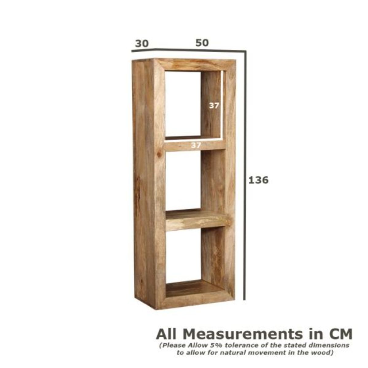 Trade Furniture Mango Wood 50cm Triple Storage Cube