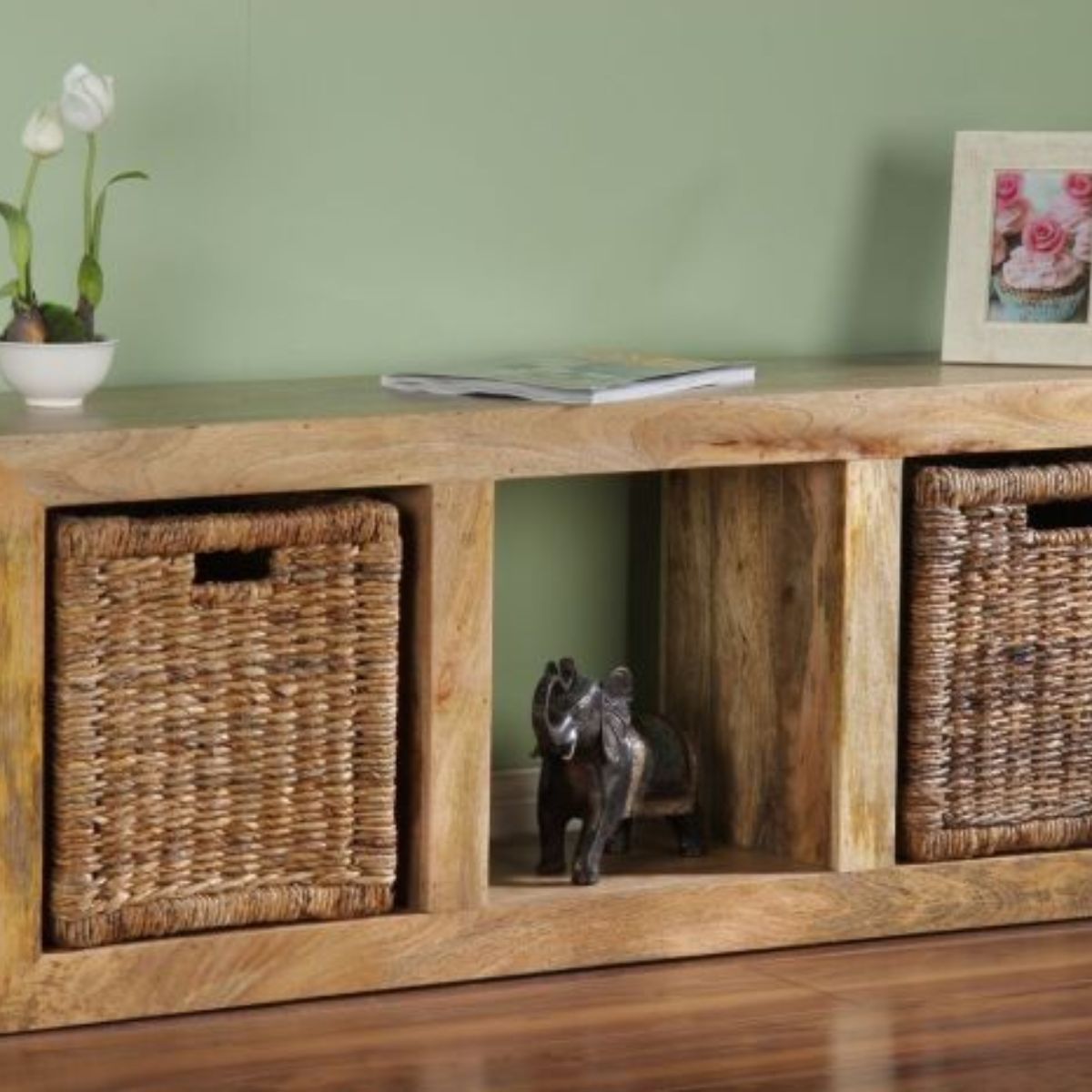 Trade Furniture Mango Wood 50cm Triple Storage Cube