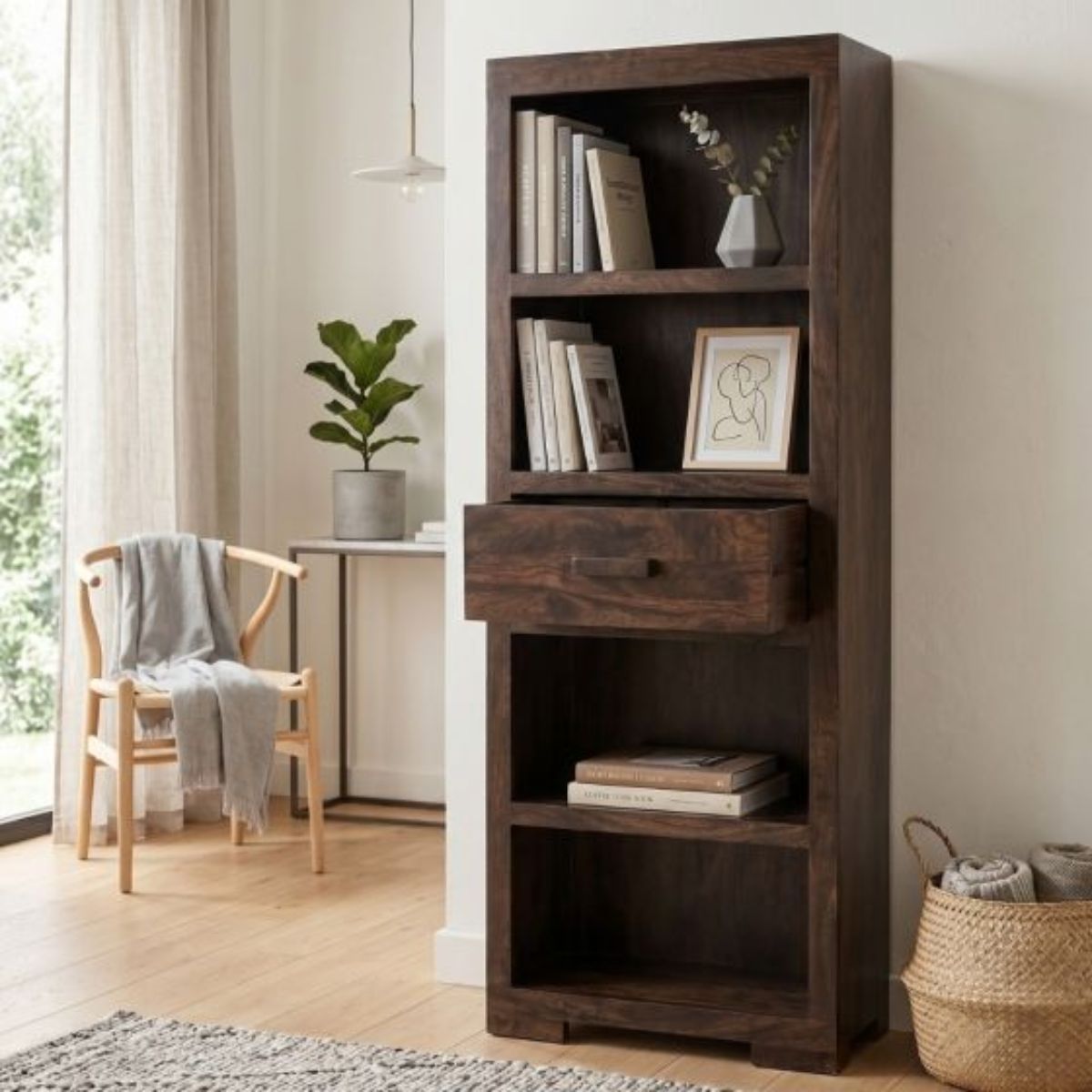 Trade Furniture Mango Wood 65cm 1 Drawer Bookcase