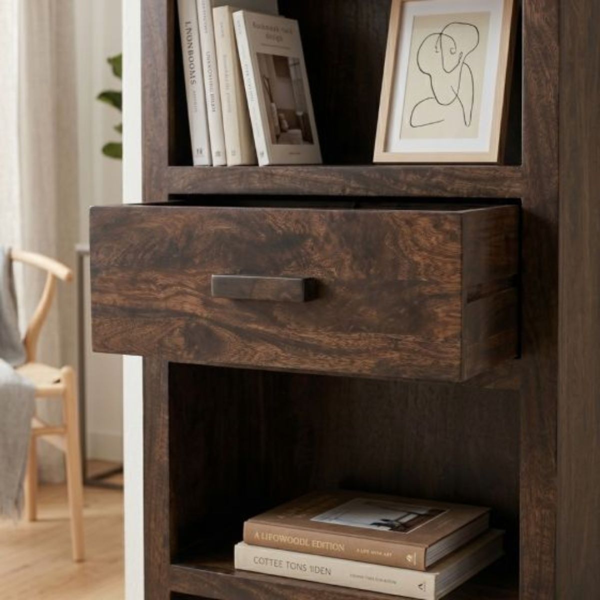 Trade Furniture Mango Wood 65cm 1 Drawer Bookcase
