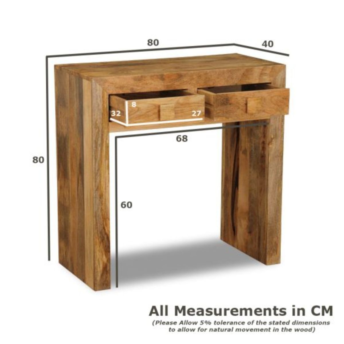 Trade Furniture Mango Wood 80cm Console Table