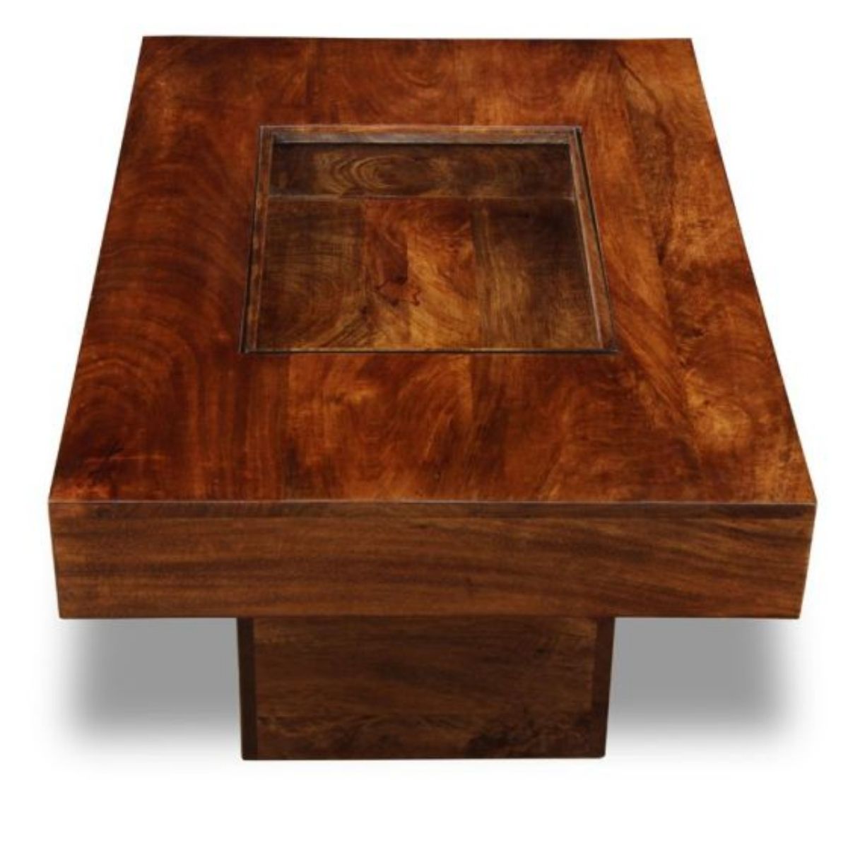 Trade Furniture Mango Wood 85cm Glass Topped Coffee Table