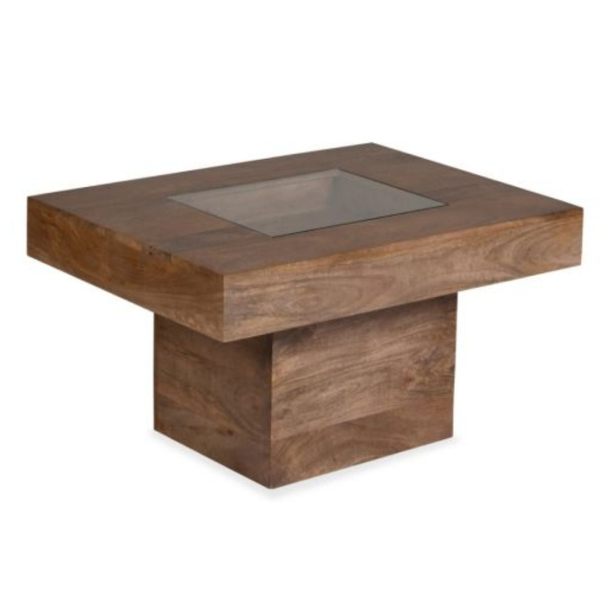 Trade Furniture Mango Wood 85cm Glass Topped Coffee Table