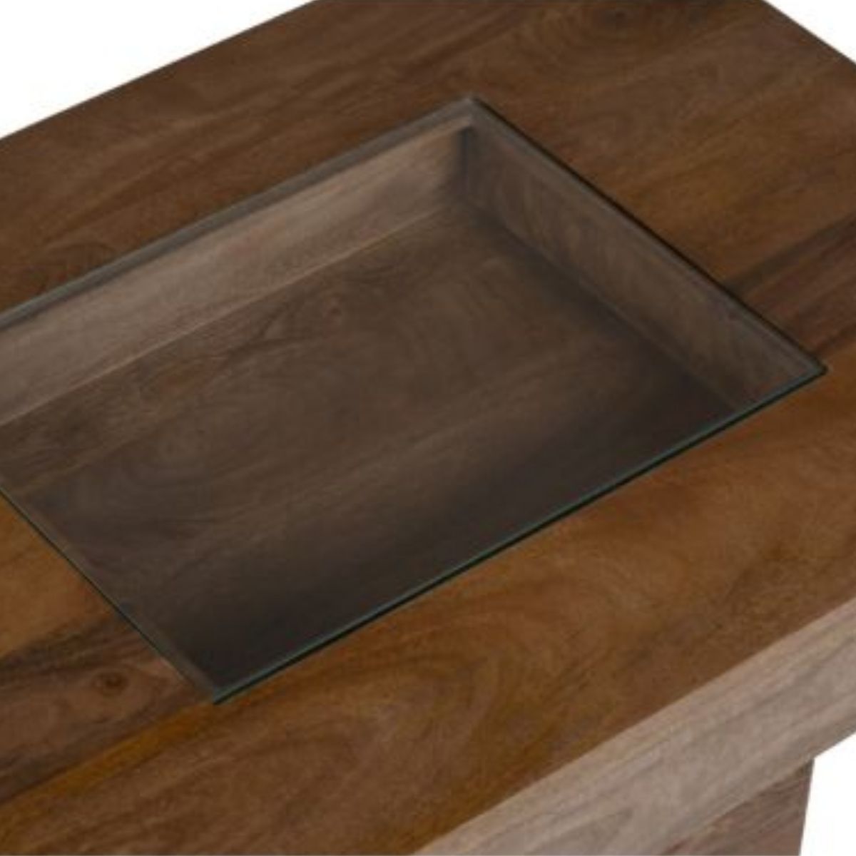 Trade Furniture Mango Wood 85cm Glass Topped Coffee Table