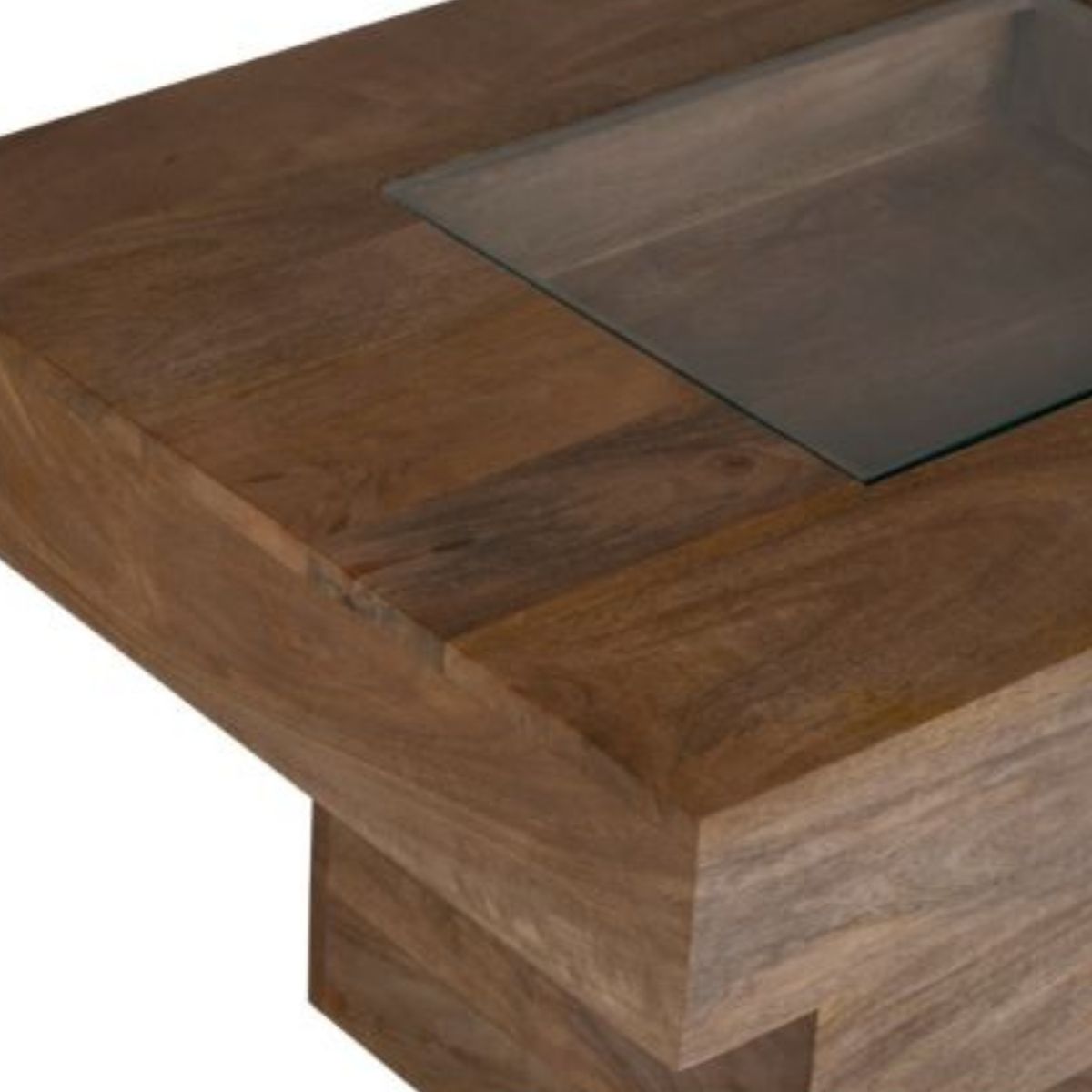 Trade Furniture Mango Wood 85cm Glass Topped Coffee Table