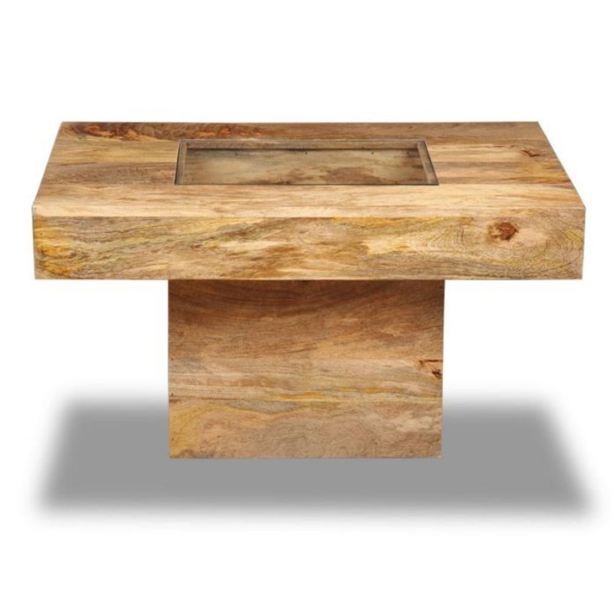 Trade Furniture Mango Wood 85cm Glass Topped Coffee Table
