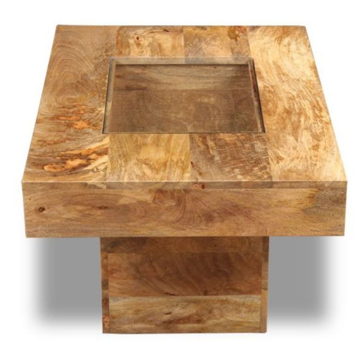 Trade Furniture Mango Wood 85cm Glass Topped Coffee Table