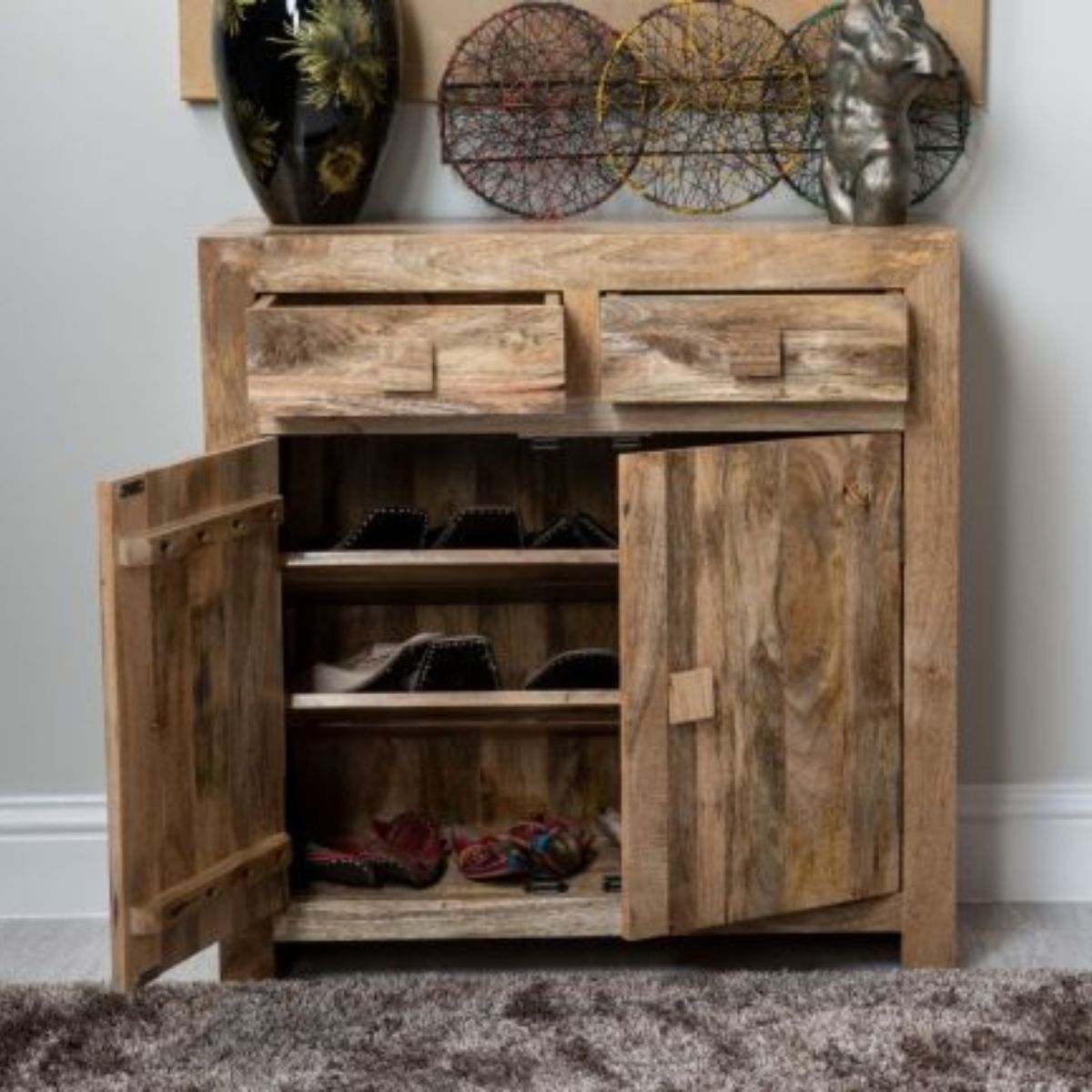 Trade Furniture Mango Wood 85cm Shoe Cupboard