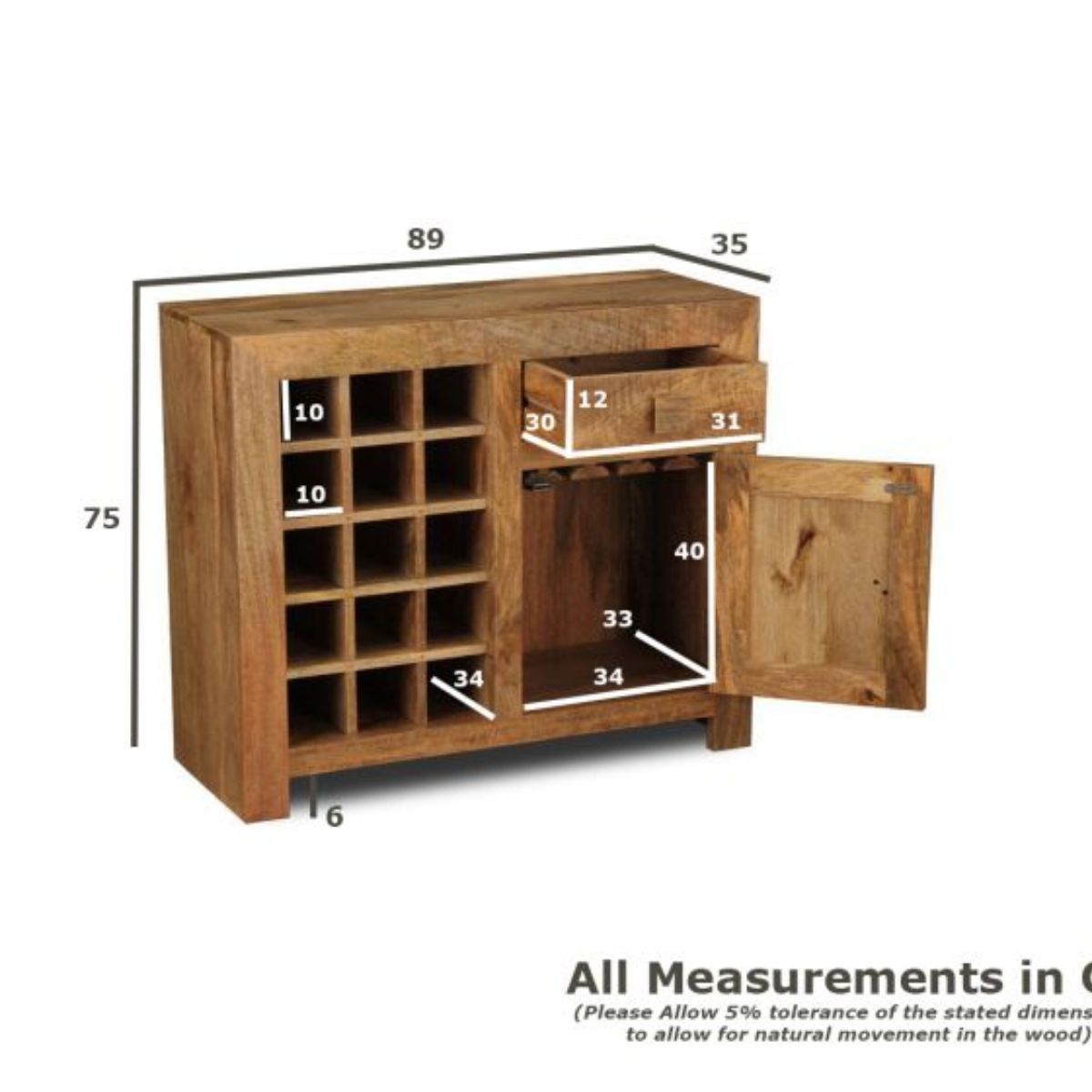 Trade Furniture Mango Wood 89cm Wine Rack