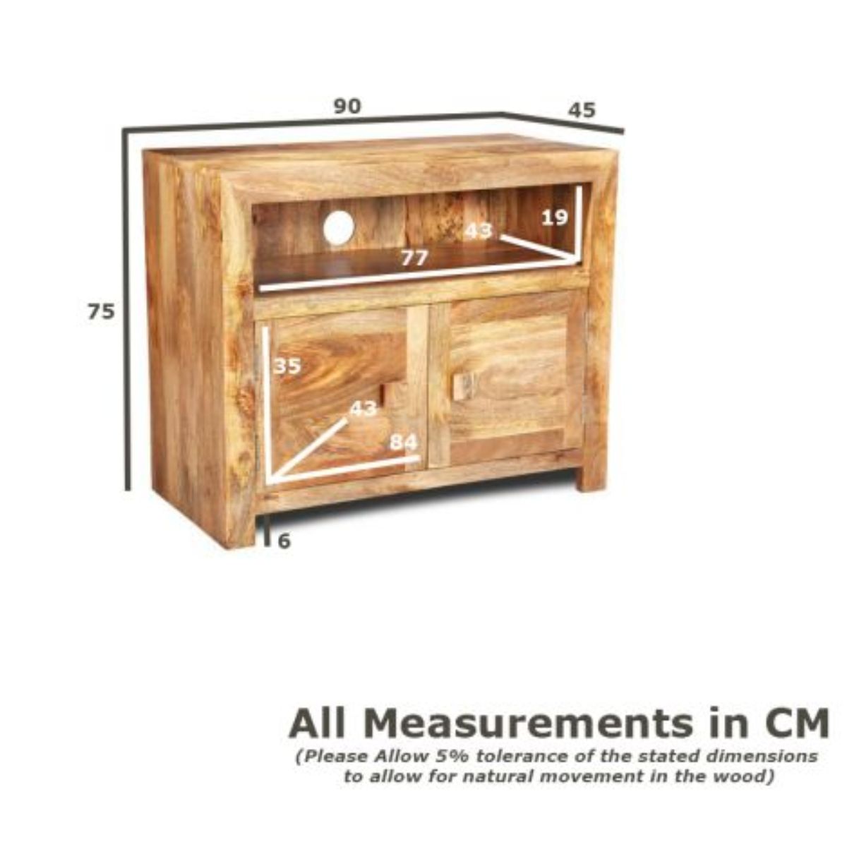 Trade Furniture Mango Wood 90cm 2 Door Media Unit
