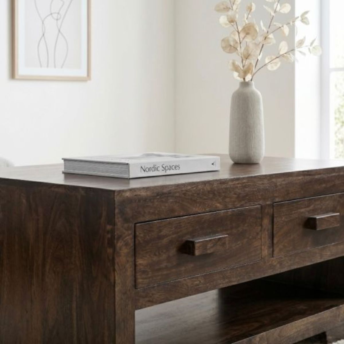 Trade Furniture Mango Wood 90cm 2 Drawer Coffee Table