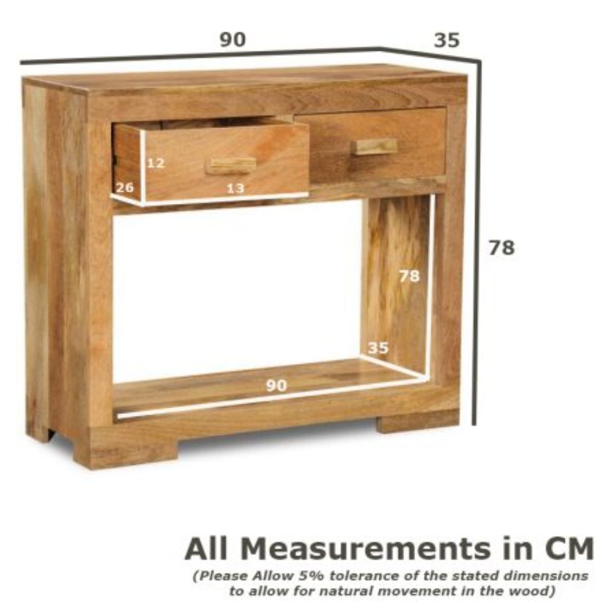 Trade Furniture Mango Wood 90cm Console Table