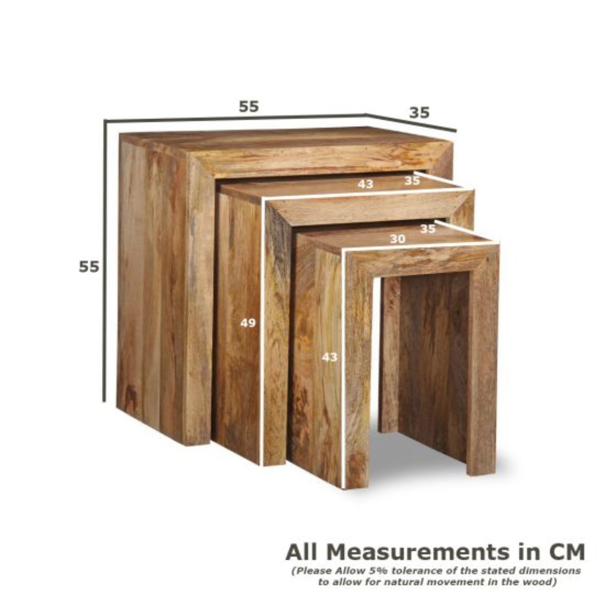 Trade Furniture Mango Wood Chunky Nest