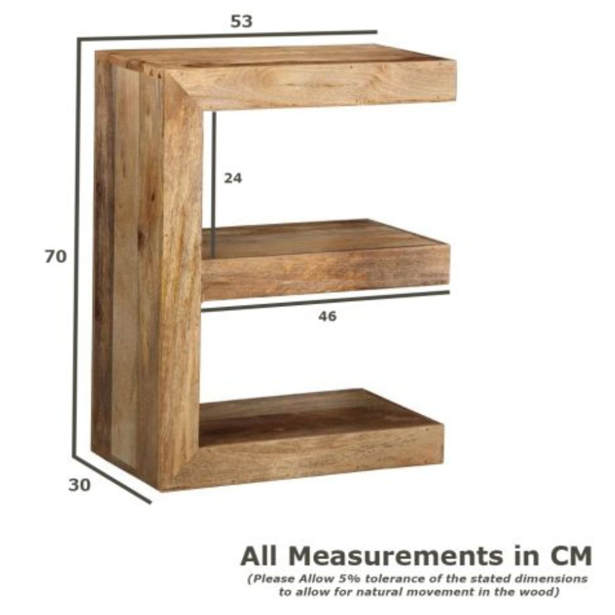 Trade Furniture Mango Wood E Shaped Side Table