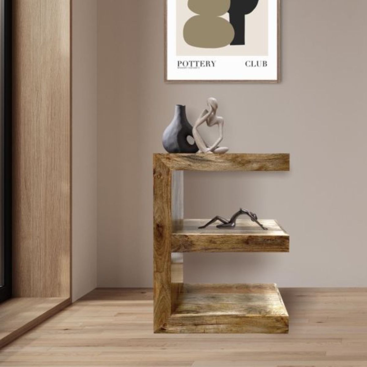 Trade Furniture Mango Wood E Shaped Side Table