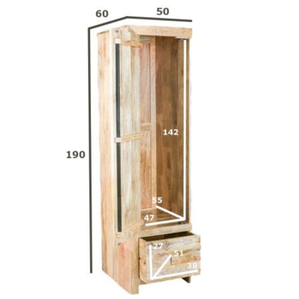 Trade Furniture Mango Wood Single Wardrobe (Left)