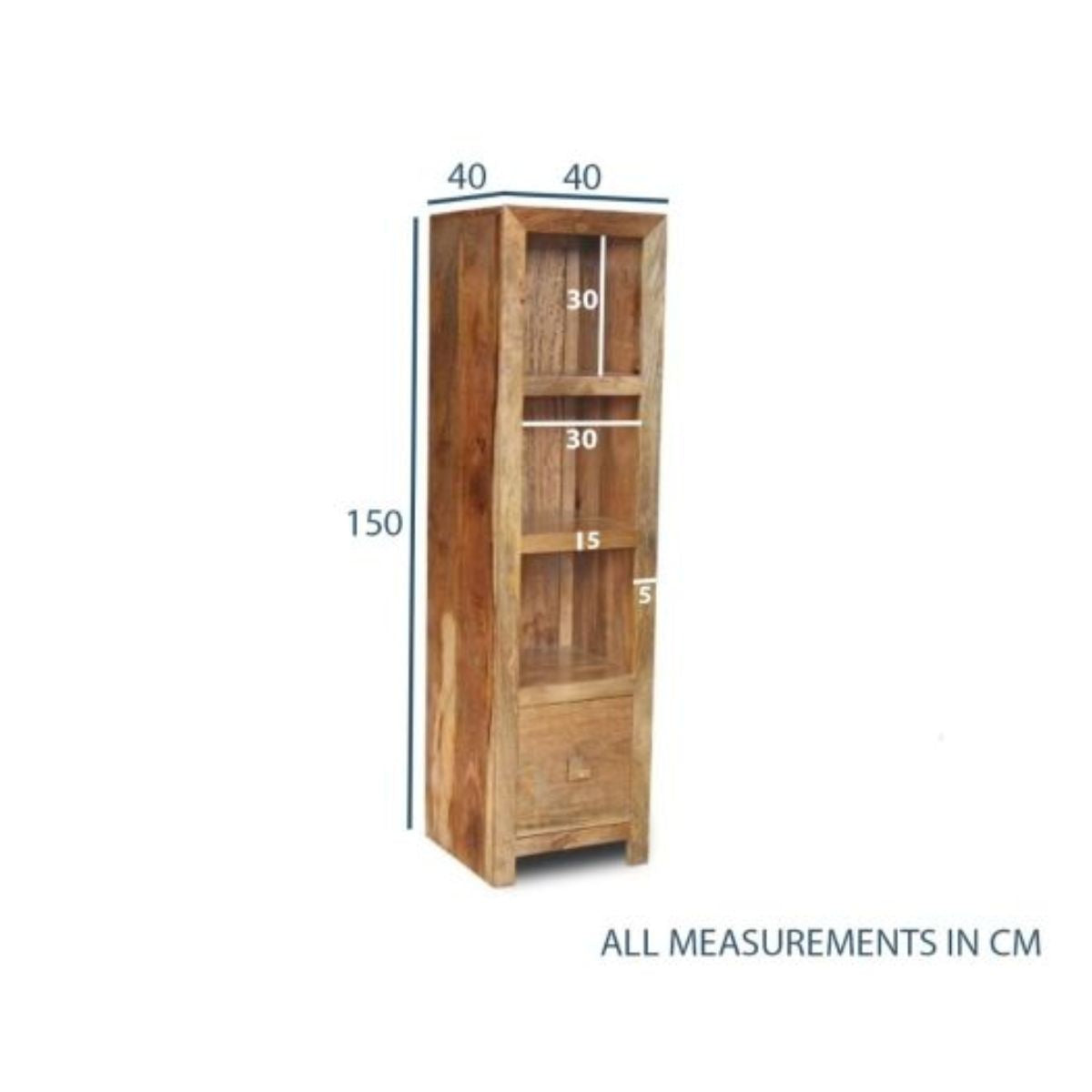 Trade Furniture Mango Wood Slim Drawer 40cm Bookcase