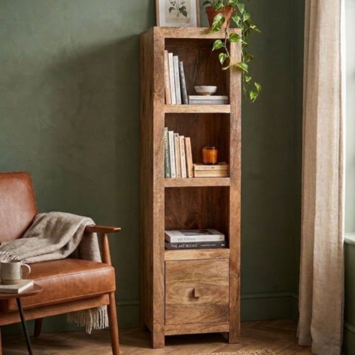 Trade Furniture Mango Wood Slim Drawer 40cm Bookcase