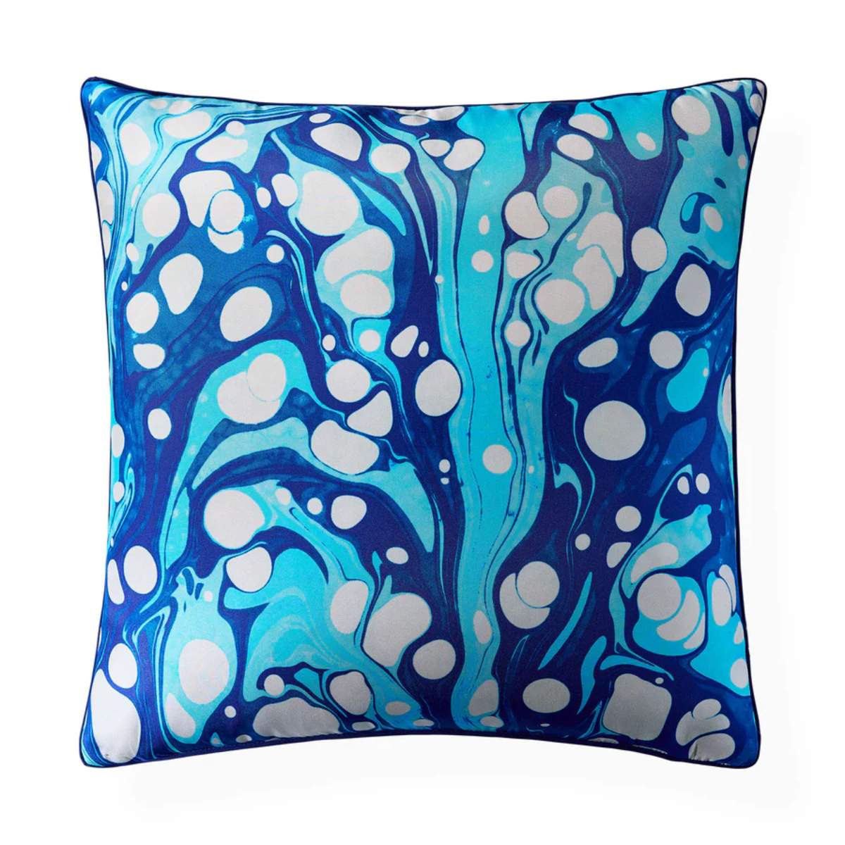 Jonathan Adler Marbleized Blue Silk Cushion