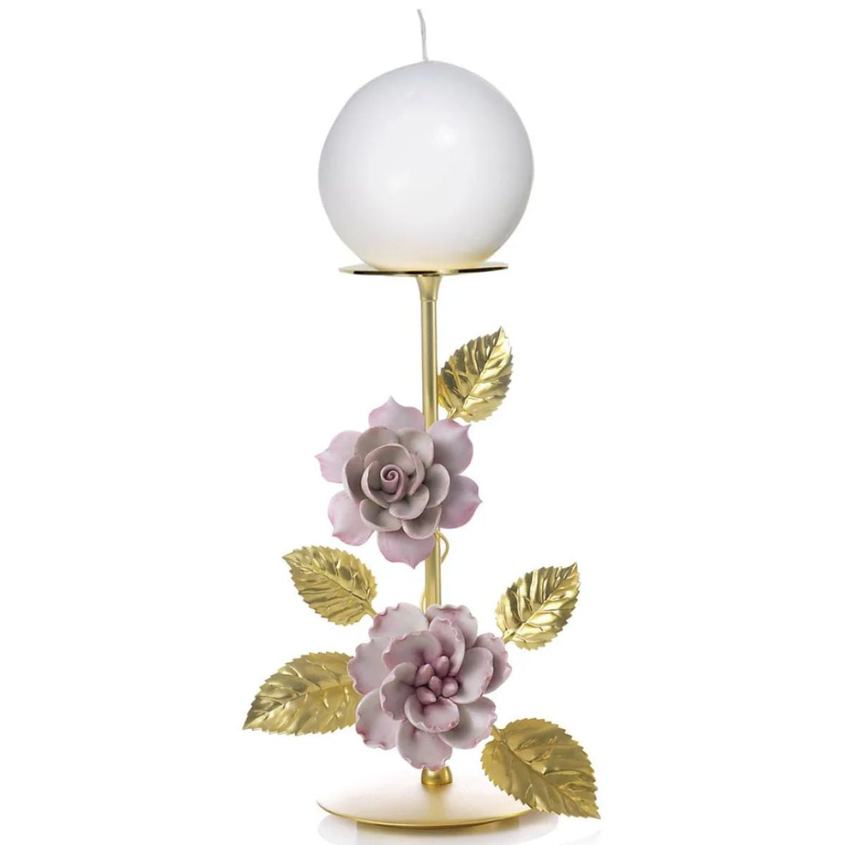 Villari Marie-Antoinette Candle Holder - Gold & Pink