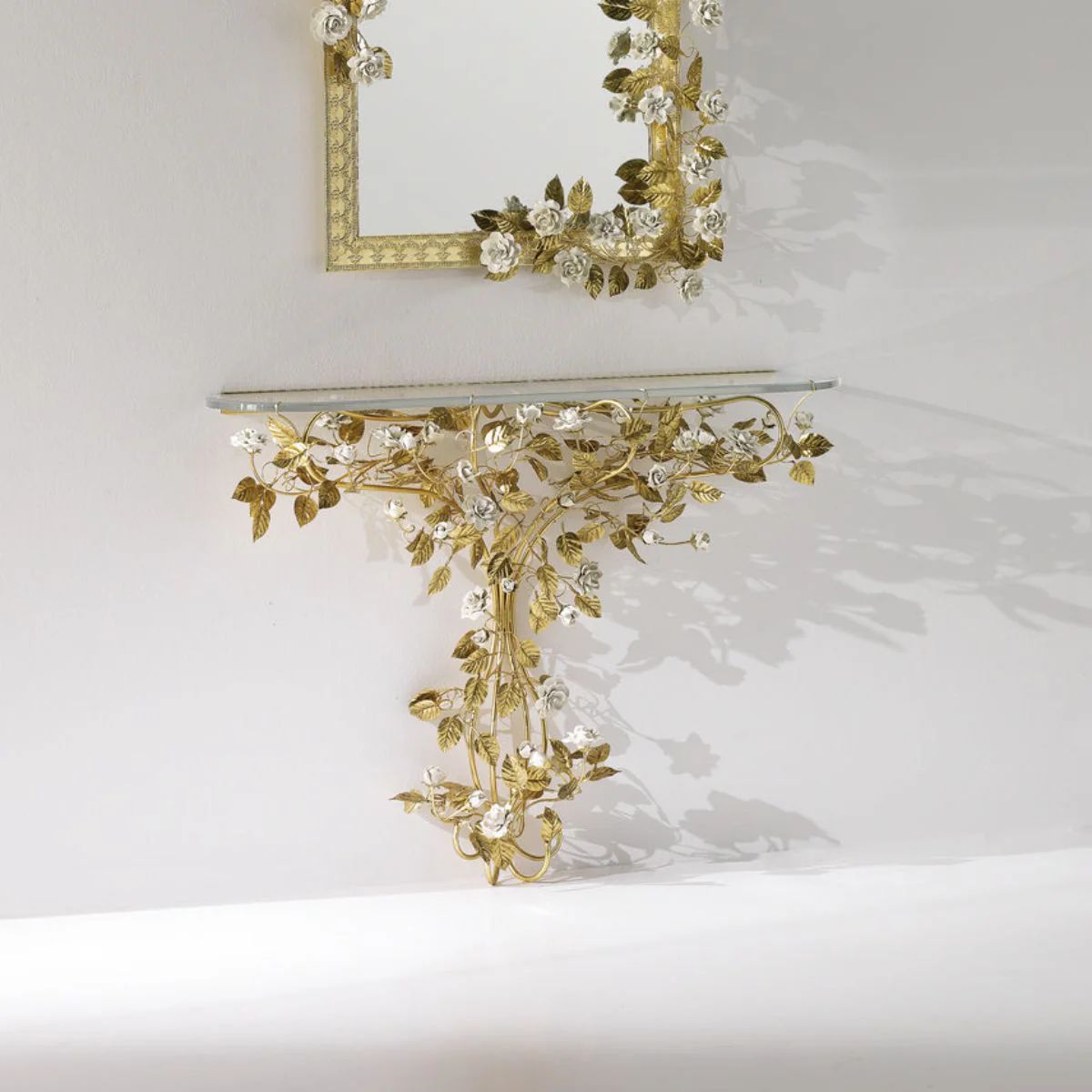 Villari Marie Antoinette Console 120 Cm - Gold & White