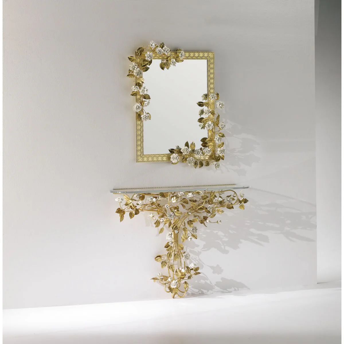 Villari Marie Antoinette Medium Mirror - Gold & White