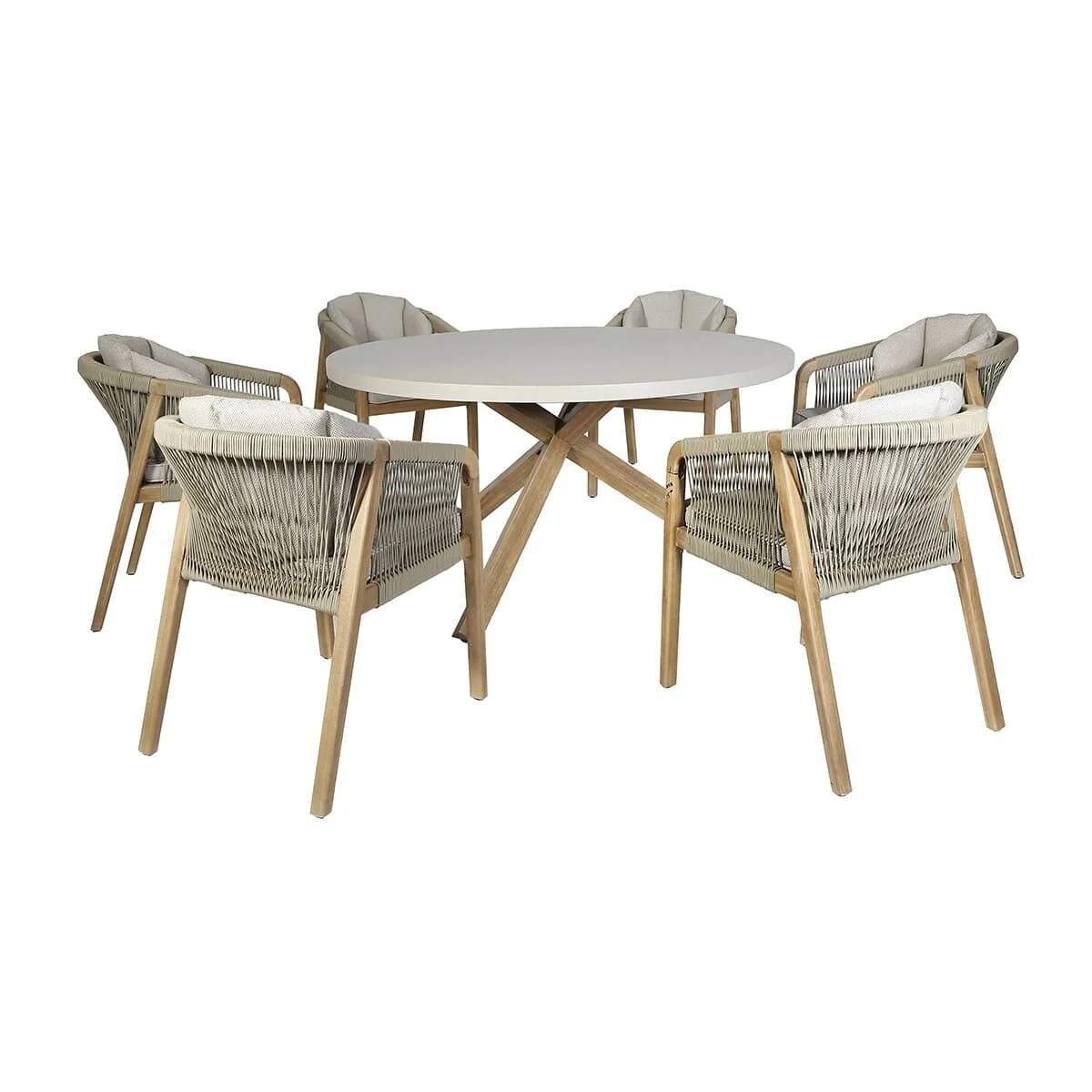 Maze - Martinique Rope Weave 6 Seat Round Dining Set