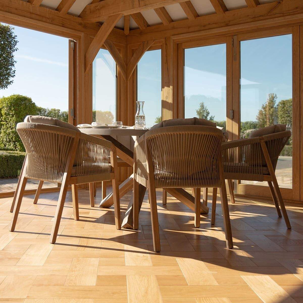 Maze - Martinique Rope Weave 6 Seat Round Dining Set