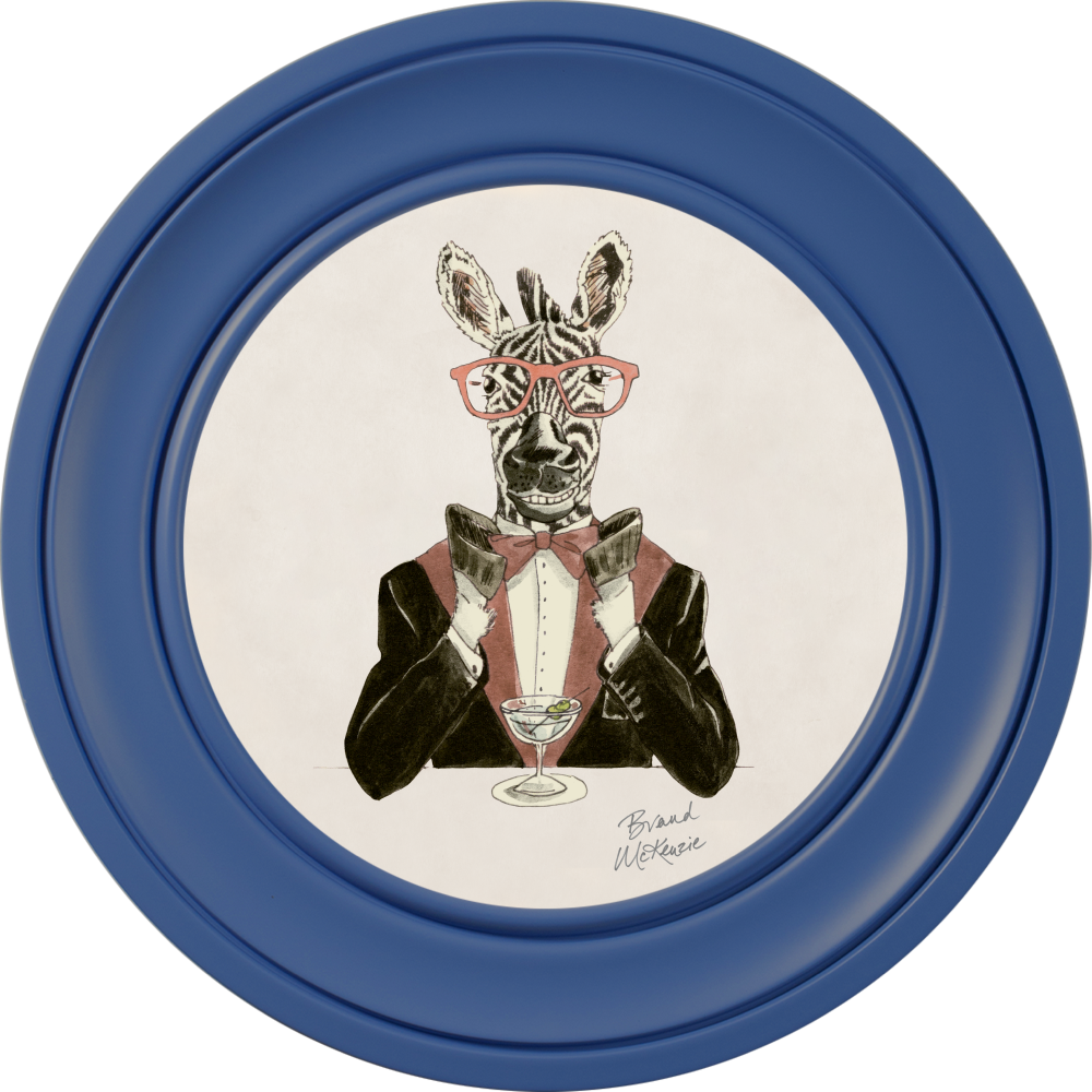 Brand McKenzie Happy Hour Marty Framed Round Art Print with Chalk White Background