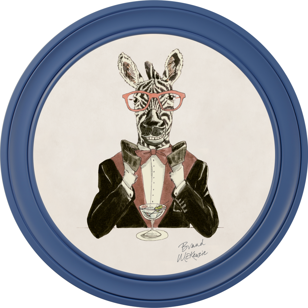 Brand McKenzie Happy Hour Marty Framed Round Art Print with Chalk White Background