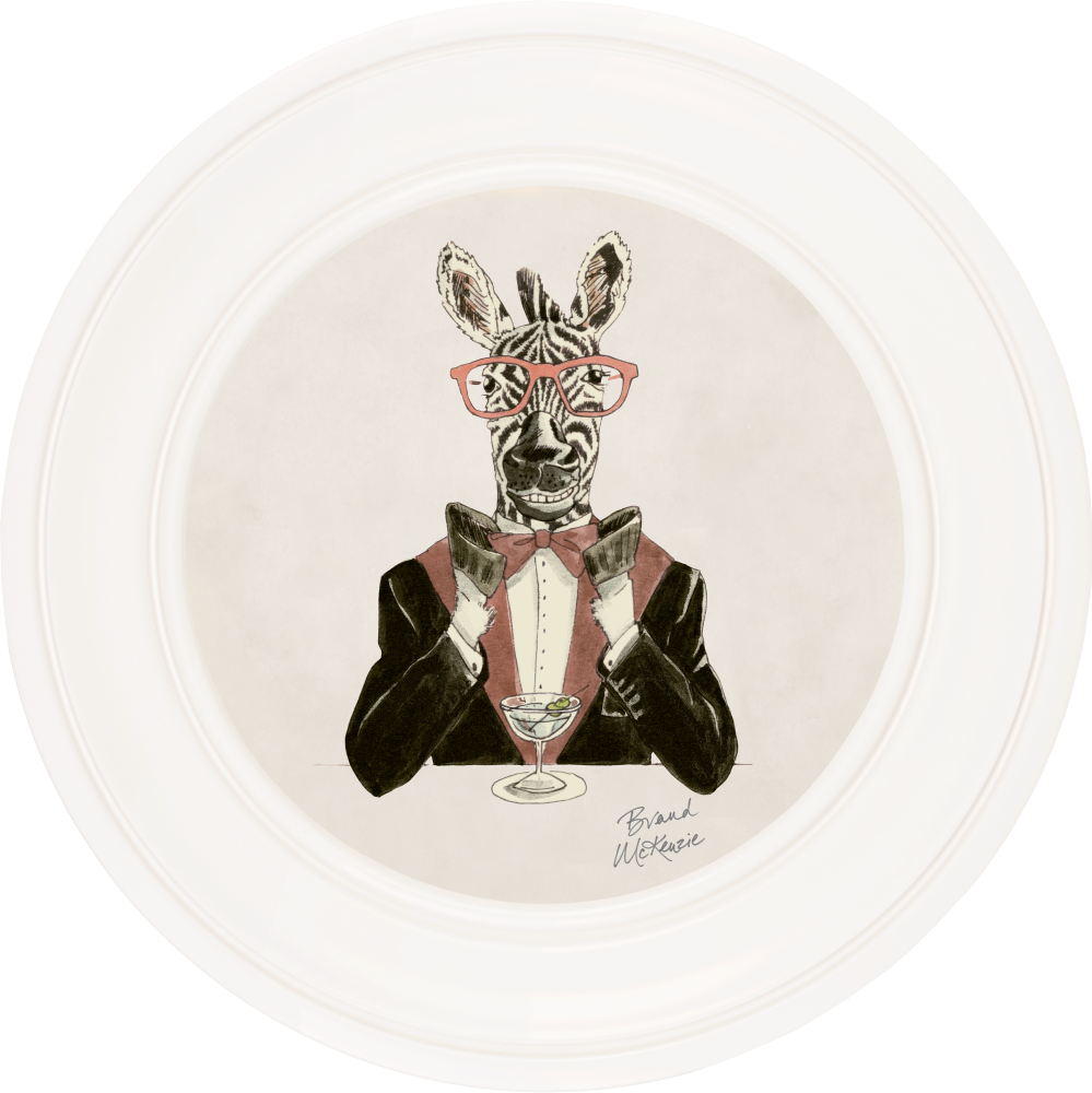 Brand McKenzie Happy Hour Marty Framed Round Art Print with Chalk White Background