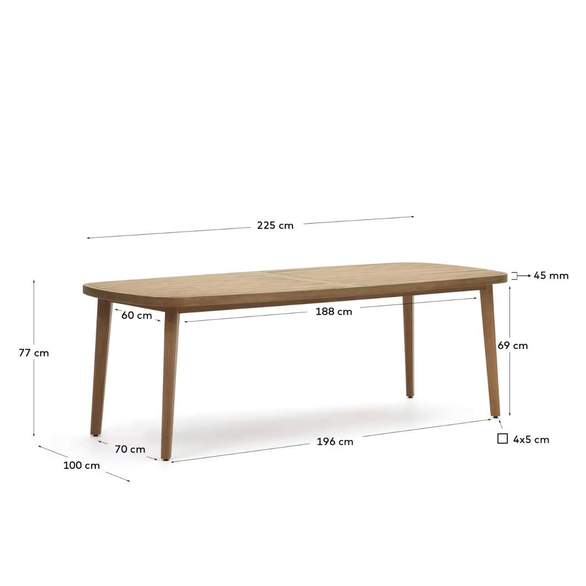 Kave Home Maset 100% outdoor suitable table in solid eucalyptus wood, 170 x 90 cm, FSC