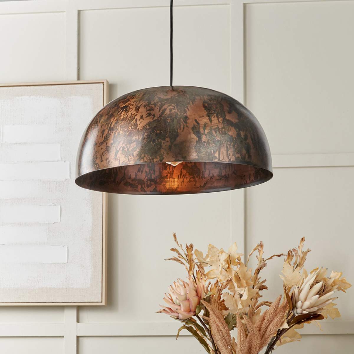 Pacific Lifestyle Mason Copper Effect Wide Domed Metal Pendant