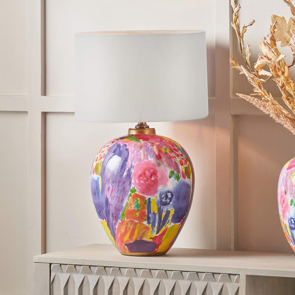 Pacific Lifestyle Matisse Multi Colour Ceramic Urn Table Lamp Base