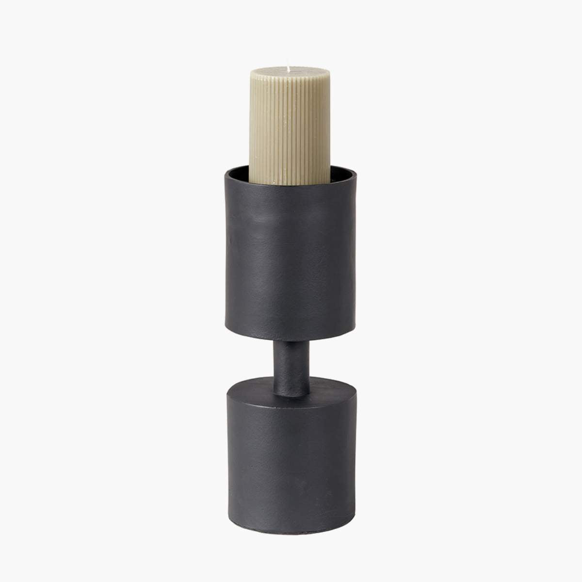 Pacific Lifestyle Matt Black Metal Pillar Candle Holder