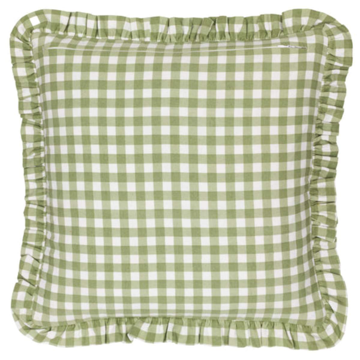 Furn Maude Gingham Reversible Piped Cushion Sage