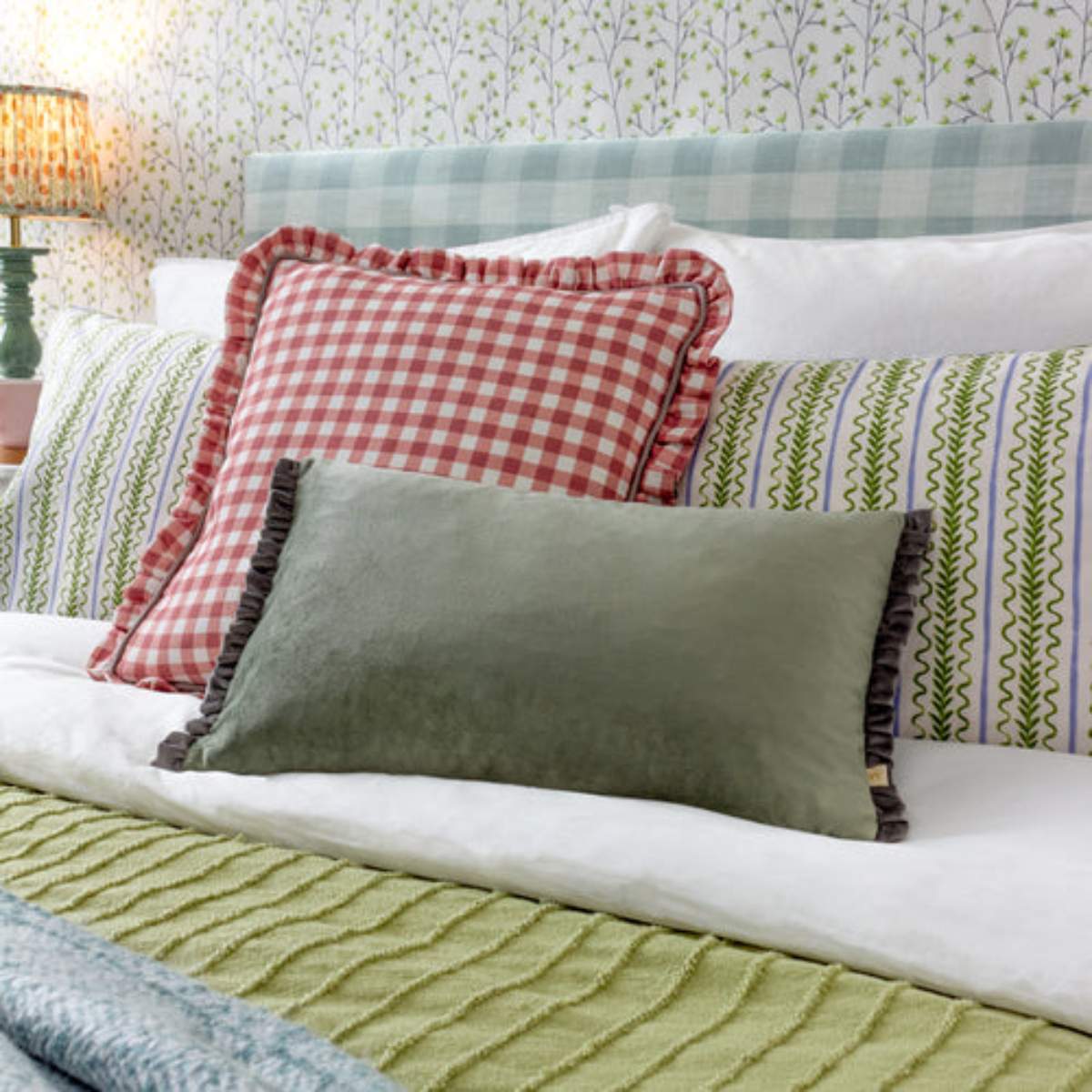 Furn Maude Gingham Reversible Piped Cushion