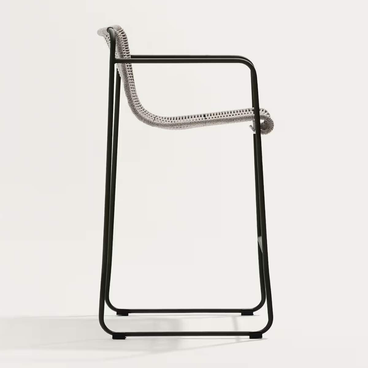 Kave Home Maurina stool in green galvanised steel and green rope cord 64,5cm