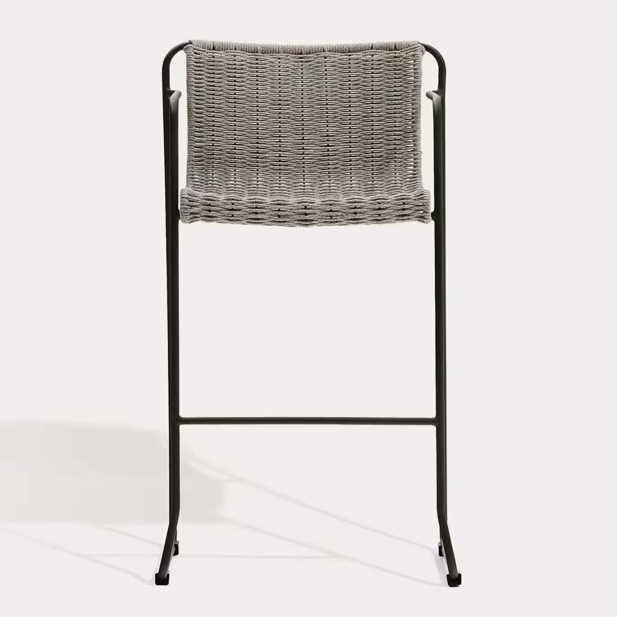Kave Home Maurina stool in green galvanised steel and green rope cord 64,5cm