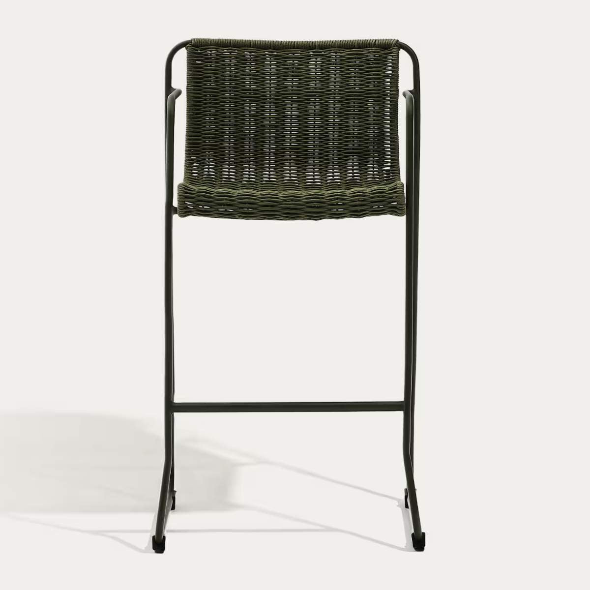 Kave Home Maurina stackable stool in green galvanised steel and green rope cord 74,5cm