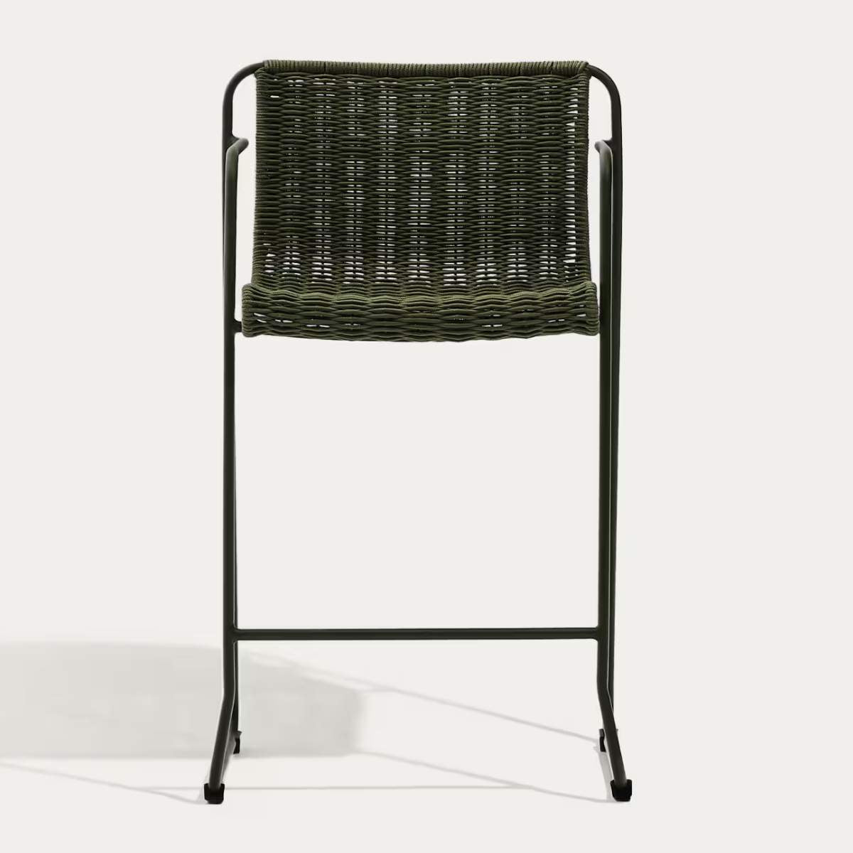 Kave Home Maurina stool in green galvanised steel and green rope cord 64,5cm